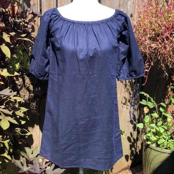 J Crew Navy Peasant style Blouse / Tunic   D117 - Picture 1 of 5